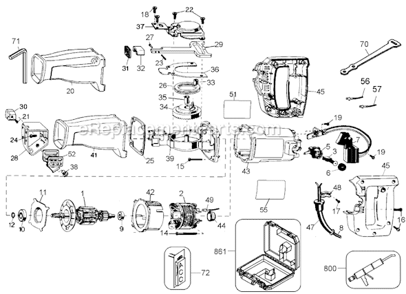 Page A Diagram and Parts List for Q450 Type 1 Black and Decker Reciprocating Saw